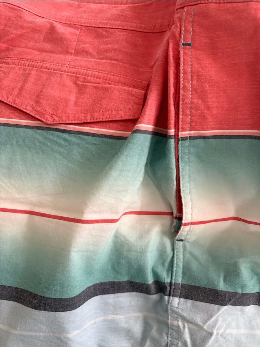 Goodfellow & Co Coral, Aqua and Light Blue Stripe Swim Trunk Board Shorts Sz 36